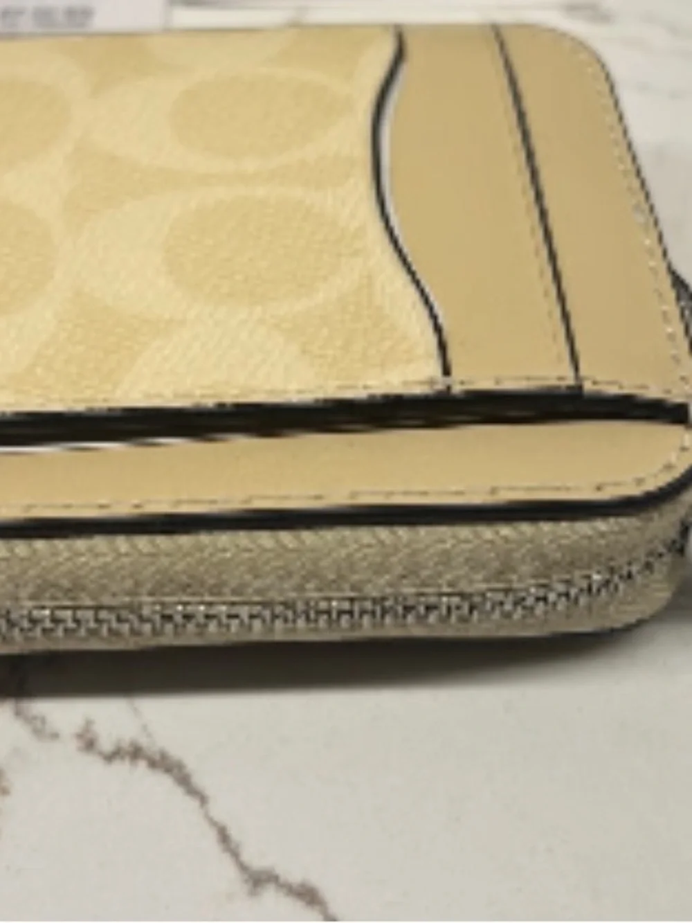 Coach Zip Card Case In Signature Canvas in the color Hay